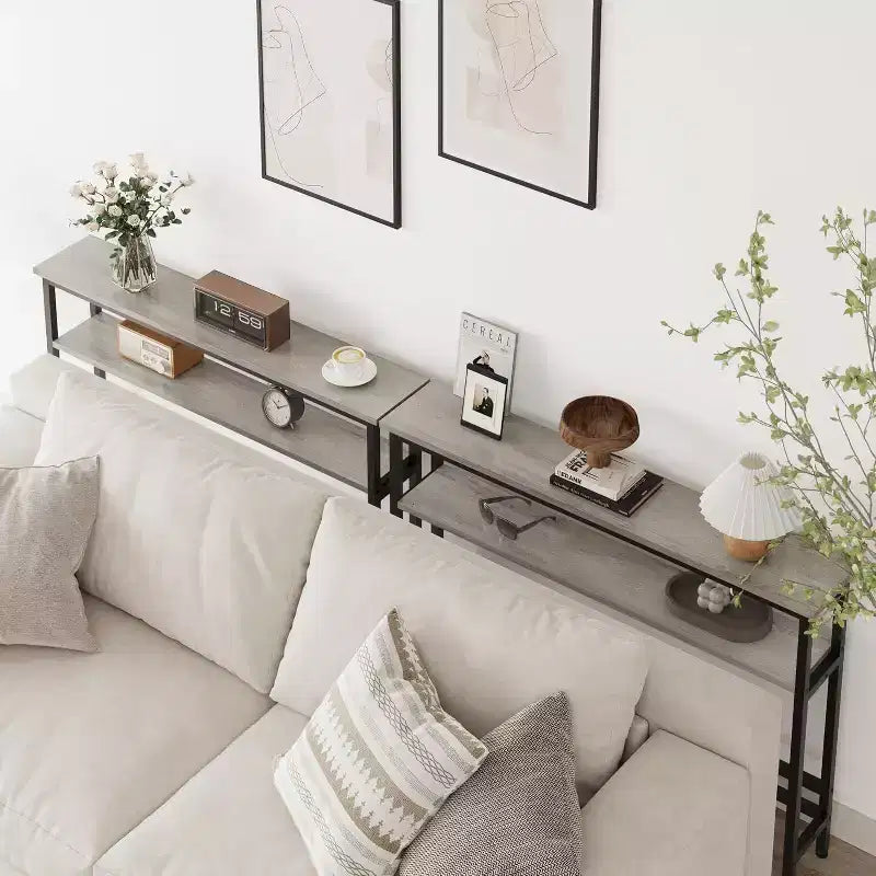 Acekool 2-Tier Entryway Console Table with Adjustable Shelf, 39 Modern Sofa Table for Living Room, Hallway, Bedroom - Black
