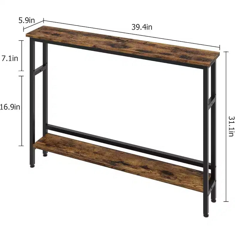 Acekool 2-Tier Entryway Console Table with Adjustable Shelf, 39 Modern Sofa Table for Living Room, Hallway, Bedroom - Black
