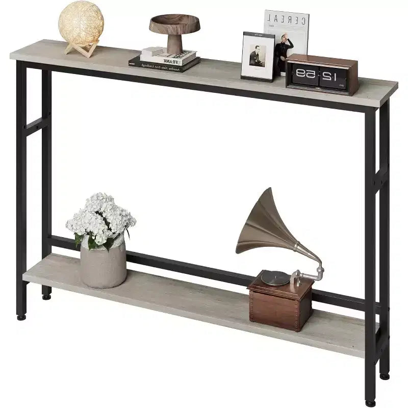 Acekool 2-Tier Entryway Console Table with Adjustable Shelf, 39 Modern Sofa Table for Living Room, Hallway, Bedroom - Black