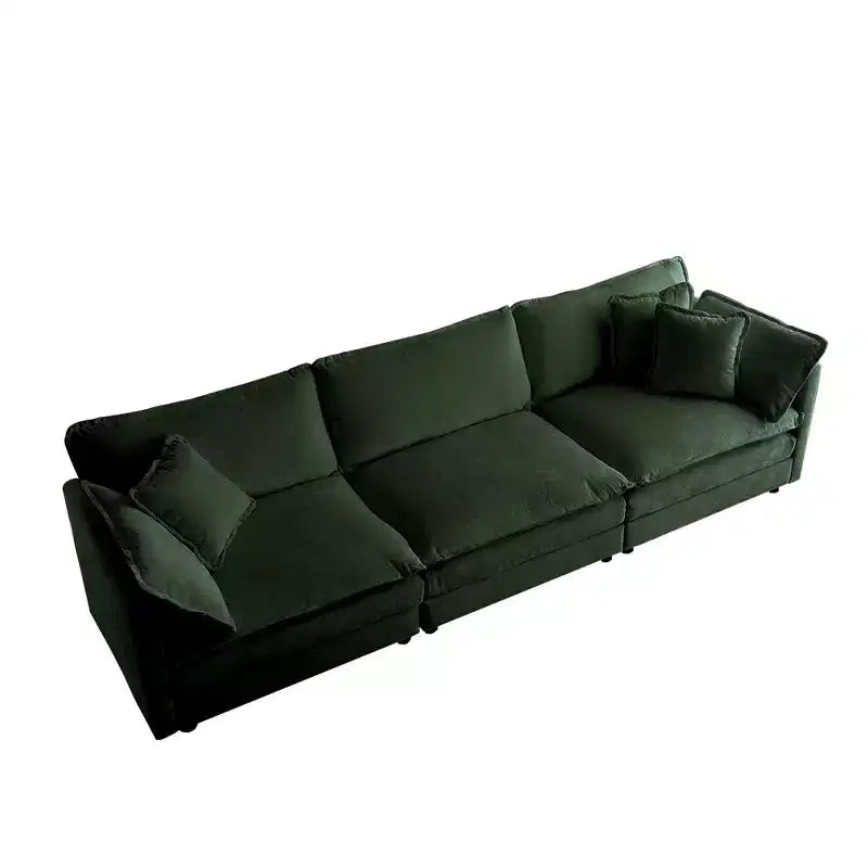 6 Seater Sectional Super Soft Sofa U Shaped Sectional Couch with 3 Ottomans 3 Toss Pillows and 2 Arm Pillows Beige Chenille