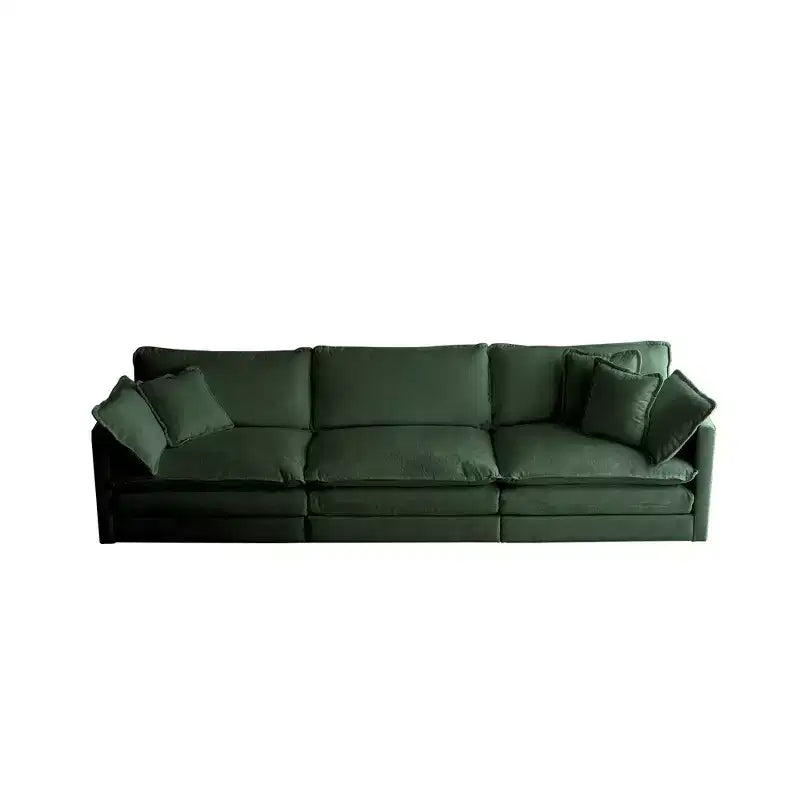 6 Seater Sectional Super Soft Sofa U Shaped Sectional Couch with 3 Ottomans 3 Toss Pillows and 2 Arm Pillows Beige Chenille