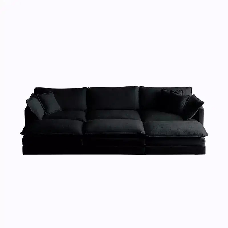 6 Seater Sectional Super Soft Sofa U Shaped Sectional Couch with 3 Ottomans 3 Toss Pillows and 2 Arm Pillows Beige Chenille