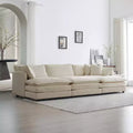 6 Seater Sectional Super Soft Sofa U Shaped Sectional Couch with 3 Ottomans 3 Toss Pillows and 2 Arm Pillows Beige Chenille