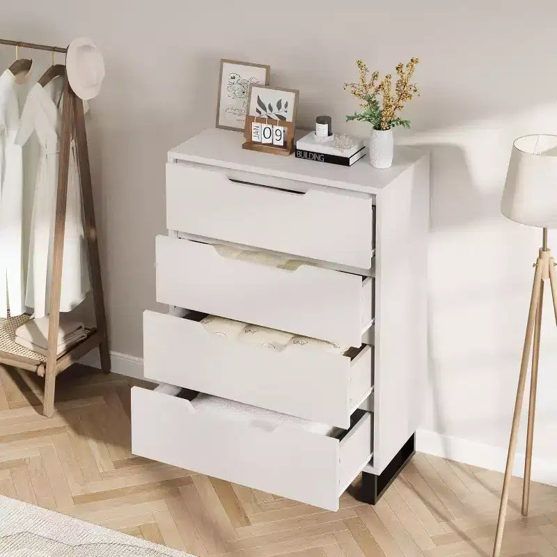 4 Dresser for Bedroom, 41.5 Tall Dresser, Freestanding Vertical Drawer Cabinet, Wooden Closet Storage Chest for Living Room, Hallway