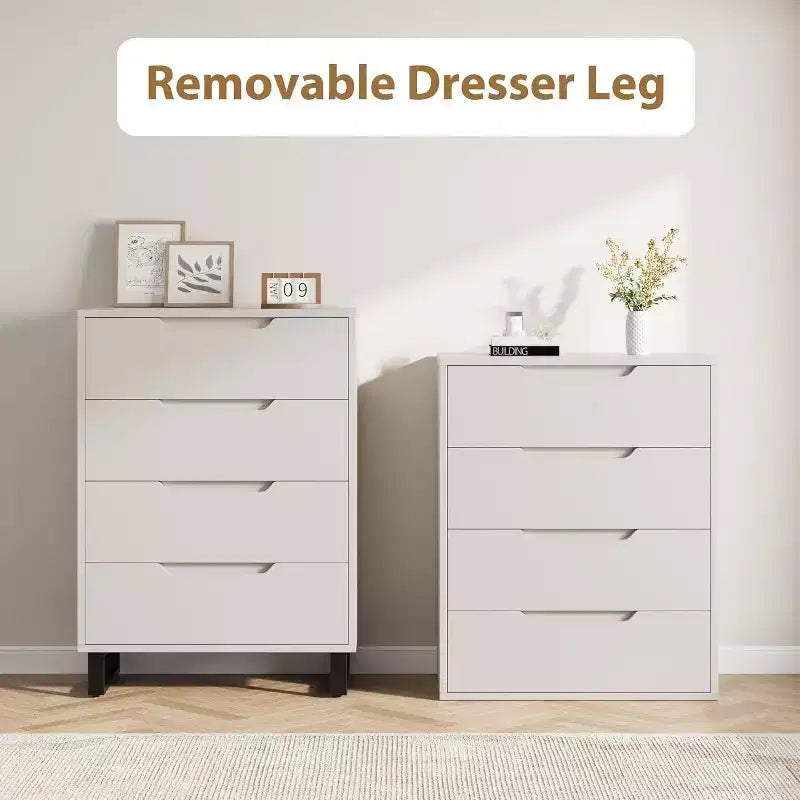 4 Dresser for Bedroom, 41.5 Tall Dresser, Freestanding Vertical Drawer Cabinet, Wooden Closet Storage Chest for Living Room, Hallway
