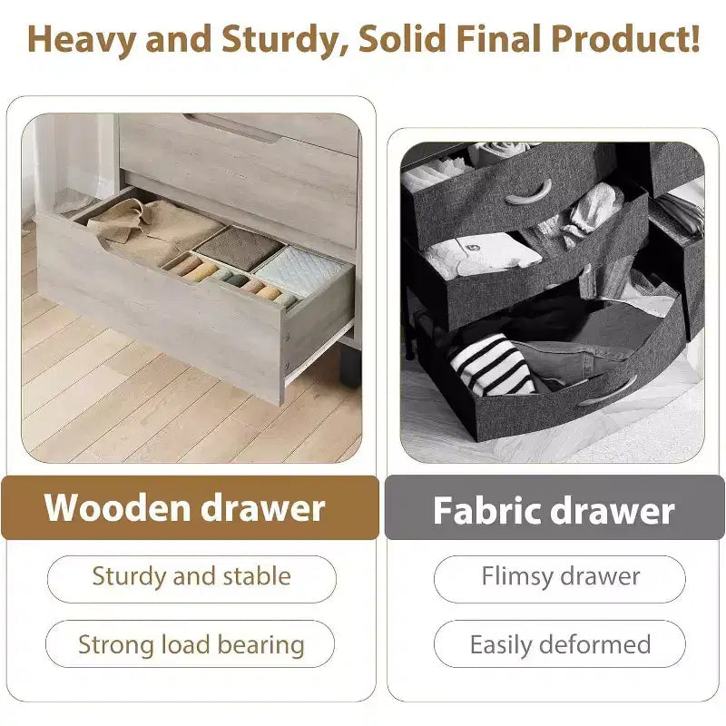 4 Dresser for Bedroom, 41.5 Tall Dresser, Freestanding Vertical Drawer Cabinet, Wooden Closet Storage Chest for Living Room, Hallway