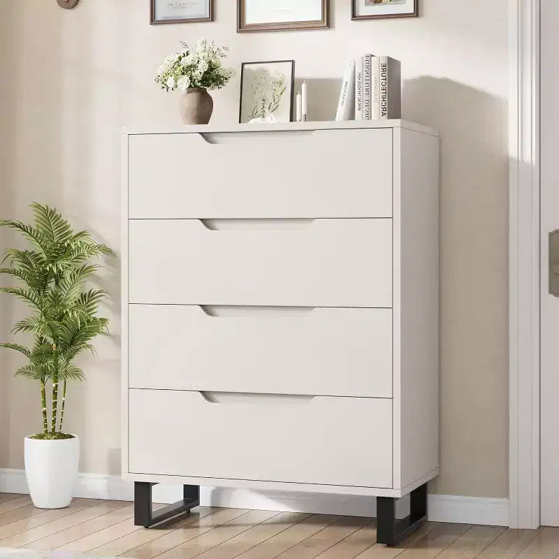 4 Dresser for Bedroom, 41.5 Tall Dresser, Freestanding Vertical Drawer Cabinet, Wooden Closet Storage Chest for Living Room, Hallway