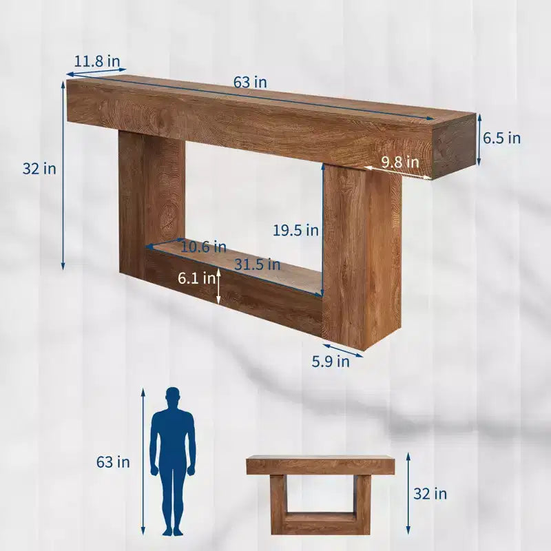 63 Console Table for Entryway, Narrow Sofa Table Behind Couch, Entryway Table Foyer Hallway Table, Wooden Console Sofa Table for Entrance