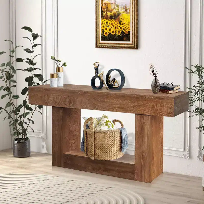 63 Console Table for Entryway, Narrow Sofa Table Behind Couch, Entryway Table Foyer Hallway Table, Wooden Console Sofa Table for Entrance