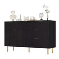 7 Drawers Dresser for Bedroom, Fluted Dresser Chest of Drawers with Gold Handle, Wood Modern Dressers for Closet, Bedroom Furniture Storage
