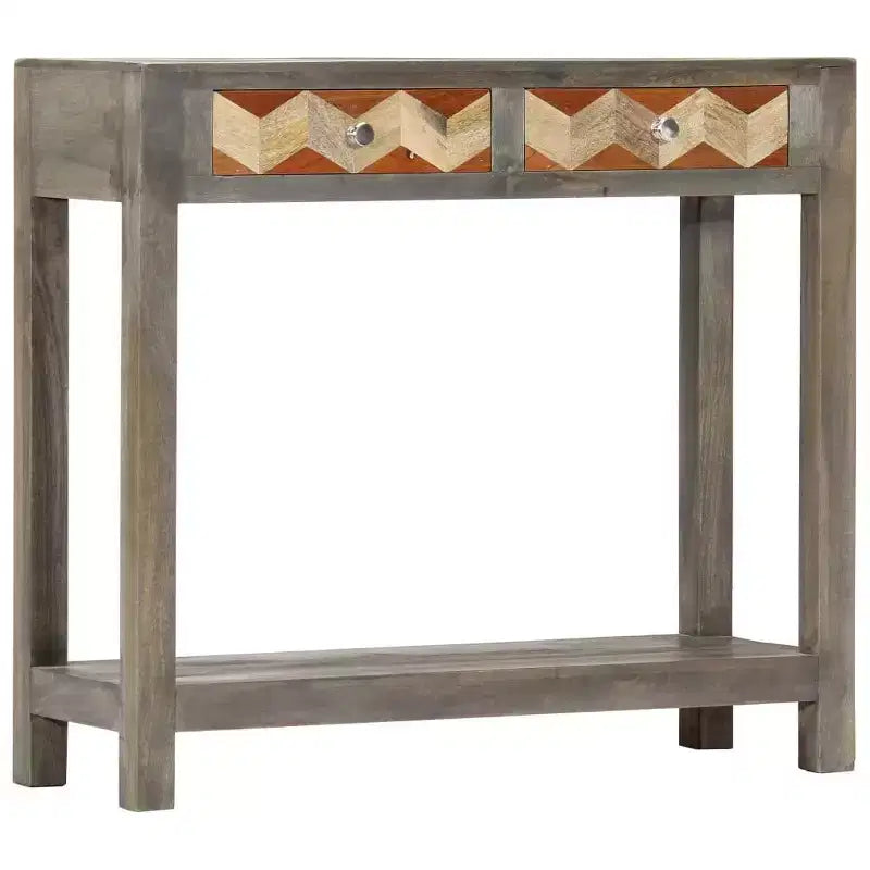 vidaXL Console Table Gray 33.9x11.8x29.9 Solid Mango Wood