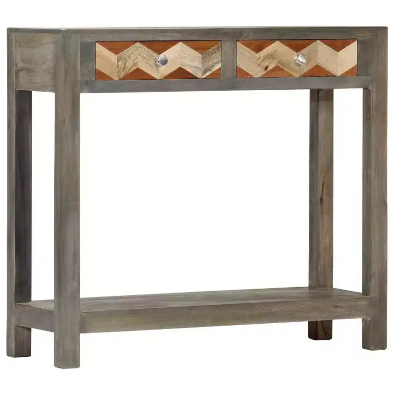 vidaXL Table Console Grise 86 x 30 x 76 cm Bois de Mangue Massif