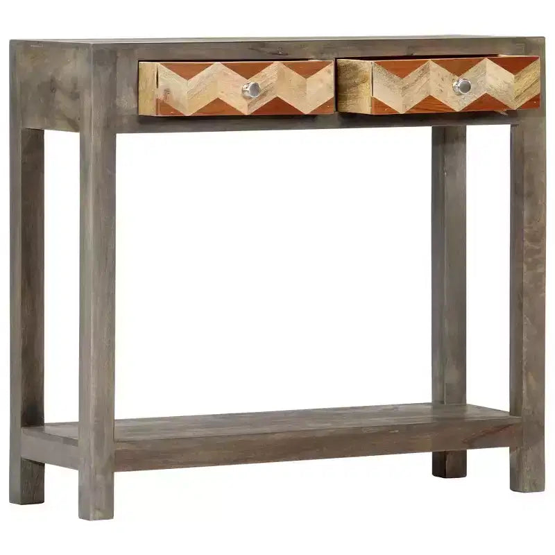 vidaXL Table Console Grise 86 x 30 x 76 cm Bois de Mangue Massif