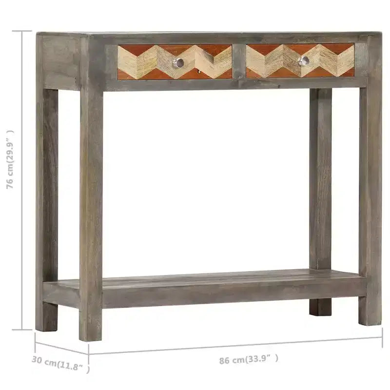 vidaXL Table Console Grise 86 x 30 x 76 cm Bois de Mangue Massif