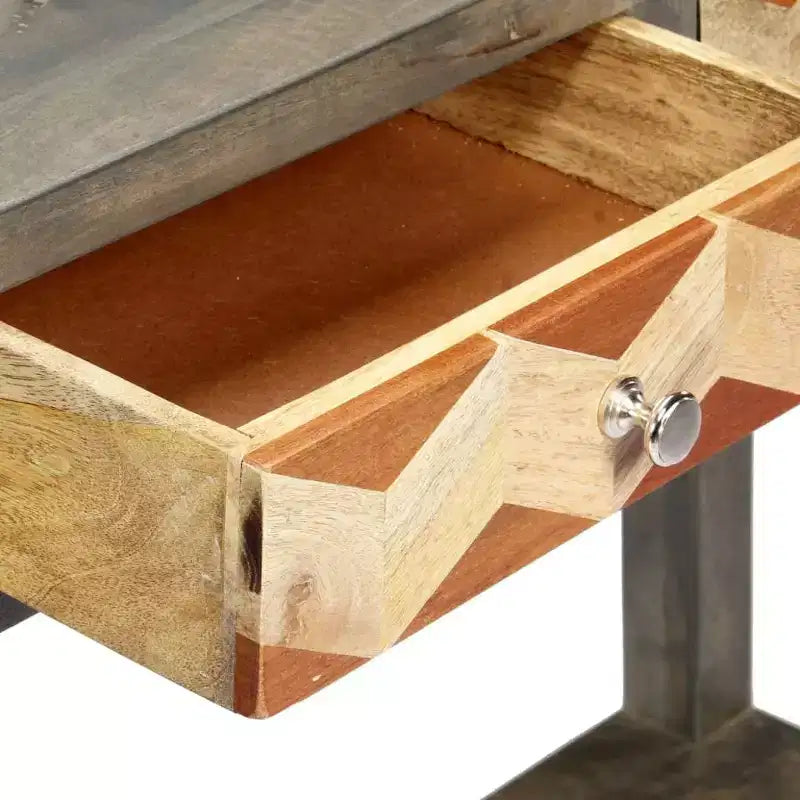 vidaXL Table Console Grise 86 x 30 x 76 cm Bois de Mangue Massif