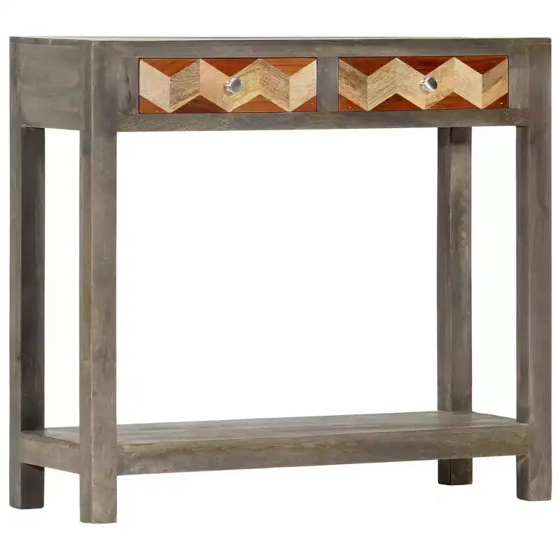 vidaXL Table Console Grise 86 x 30 x 76 cm Bois de Mangue Massif