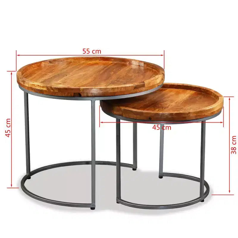 vidaXL Tables d'appoint 2 pcs Bois de manguier massif