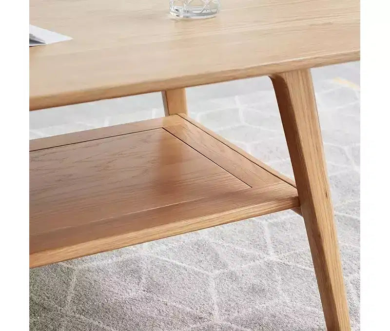 Table Basse CuisinSmart, Table Basse en Bois avec Étagère de Rangement, Table d'Appoint Rectangulaire au Design Moderne et Minimaliste, Pieds en Bois