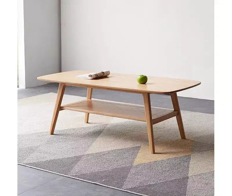Table Basse CuisinSmart, Table Basse en Bois avec Étagère de Rangement, Table d'Appoint Rectangulaire au Design Moderne et Minimaliste, Pieds en Bois