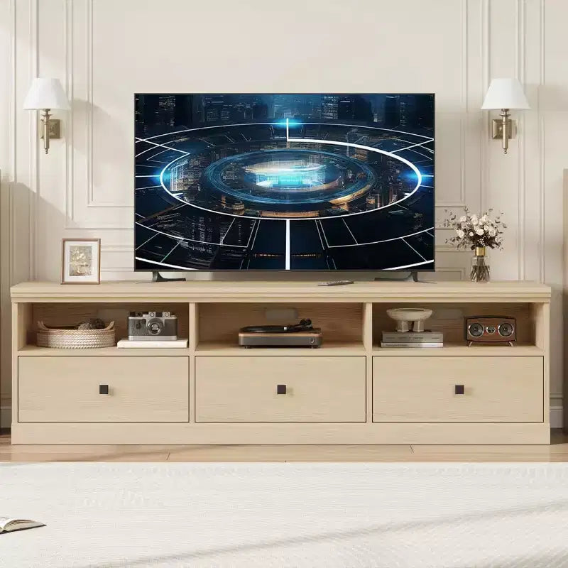70in TV Stand for TVs up to 80, Modern Entertainment Center with Storage Drawer, Shelves, TV Console Media Cabinet for Living Room, Bedroom, Black
