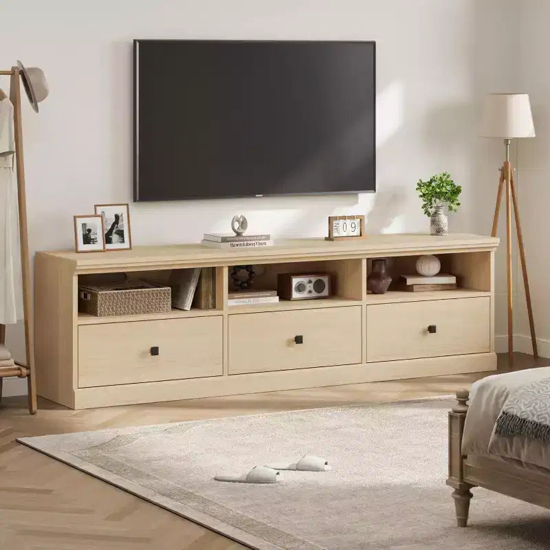 70in TV Stand for TVs up to 80, Modern Entertainment Center with Storage Drawer, Shelves, TV Console Media Cabinet for Living Room, Bedroom, Black