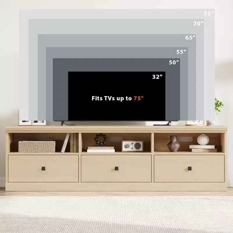 70in TV Stand for TVs up to 80, Modern Entertainment Center with Storage Drawer, Shelves, TV Console Media Cabinet for Living Room, Bedroom, Black