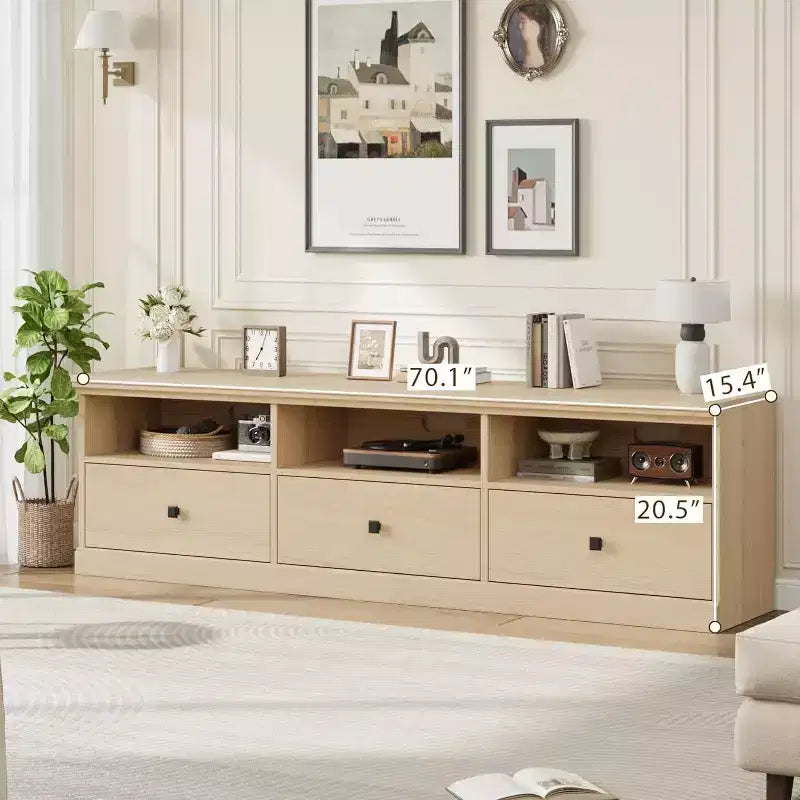 70in TV Stand for TVs up to 80, Modern Entertainment Center with Storage Drawer, Shelves, TV Console Media Cabinet for Living Room, Bedroom, Black