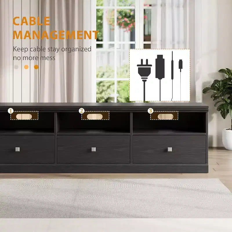 70in TV Stand for TVs up to 80, Modern Entertainment Center with Storage Drawer, Shelves, TV Console Media Cabinet for Living Room, Bedroom, Black