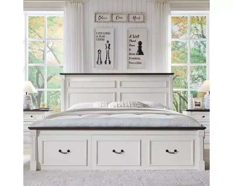 Mastgoal King Size Bed Frame with 51 Tall Headboard, 20 Roman Footboard, 3 Storage Drawers, No Box Spring Needed