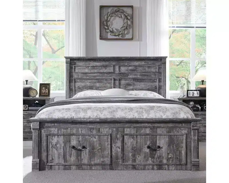 Cadre de lit King Size Mastgoal avec tête de lit de 130 cm de haut, pied de lit romain de 50 cm, 3 tiroirs de rangement, pas besoin de sommier tapissier