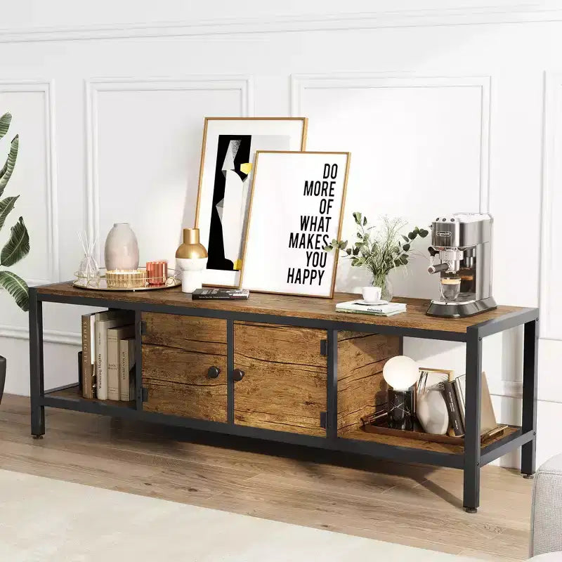 GustoWave Industrial TV Stand for TV up to 65 inch, 58 TV Cabinet with 2 Storage Cabinets, Entertainment Center TV Console Table