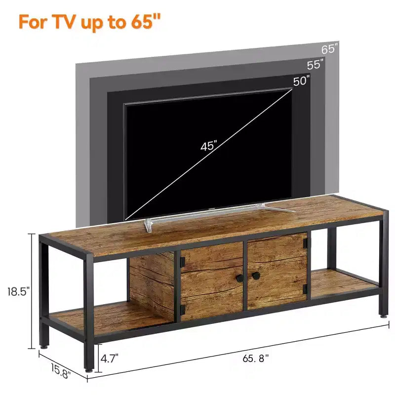 GustoWave Industrial TV Stand for TV up to 65 inch, 58 TV Cabinet with 2 Storage Cabinets, Entertainment Center TV Console Table