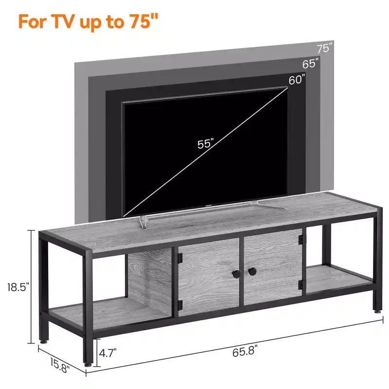GustoWave Industrial TV Stand for TV up to 65 inch, 58 TV Cabinet with 2 Storage Cabinets, Entertainment Center TV Console Table