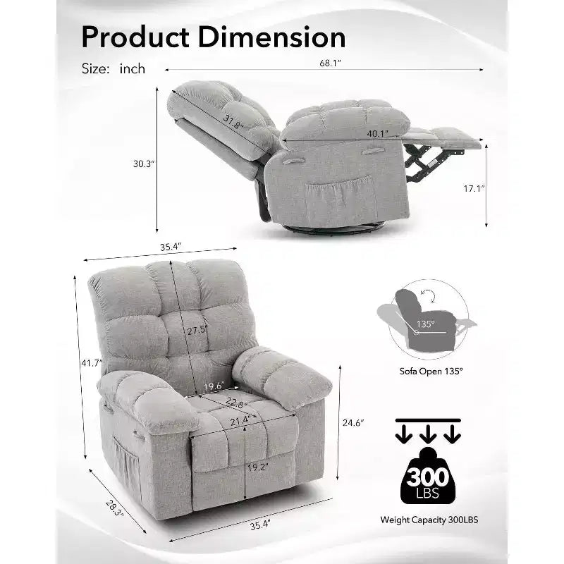 Rocker Chair for Adults, Overstuffed Large Manual Recliner Glider, Nursery Rocking Chairs, Comfy Soft Fabric Living Room