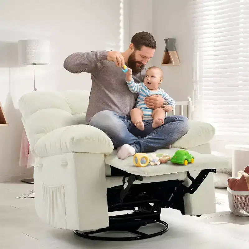 Rocker Chair for Adults, Overstuffed Large Manual Recliner Glider, Nursery Rocking Chairs, Comfy Soft Fabric Living Room