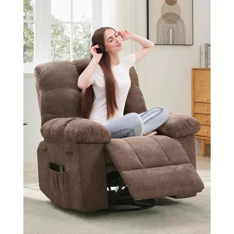 Rocker Chair for Adults, Overstuffed Large Manual Recliner Glider, Nursery Rocking Chairs, Comfy Soft Fabric Living Room