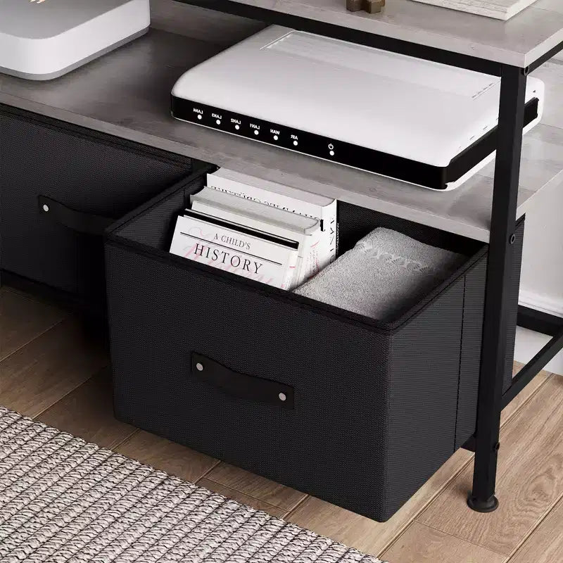 TV Stand with 3 Fabric Drawers for 55 Inch TV Entertainment Center with Storage Cabinets Media Console with Open Shelf Entertainment Stand
