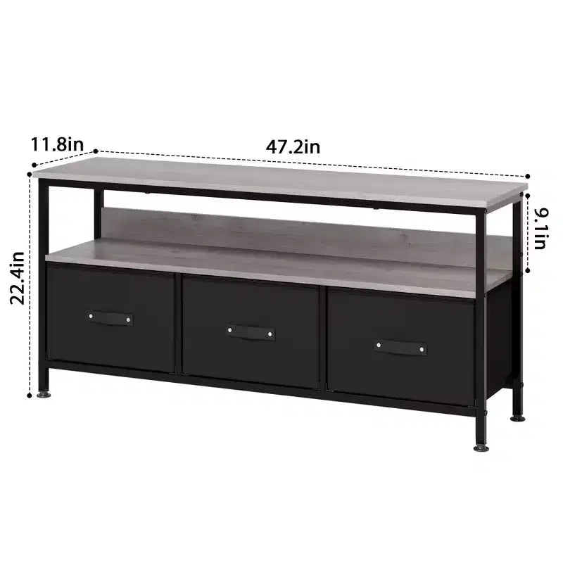 TV Stand with 3 Fabric Drawers for 55 Inch TV Entertainment Center with Storage Cabinets Media Console with Open Shelf Entertainment Stand