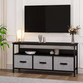 TV Stand with 3 Fabric Drawers for 55 Inch TV Entertainment Center with Storage Cabinets Media Console with Open Shelf Entertainment Stand