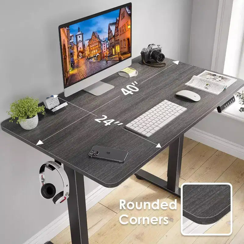 PexFix 40 x 24 Electric Standing Desk Walnut Desktop Height Adjustable Computer Desk Stand up Home Office Desk with Splice Board