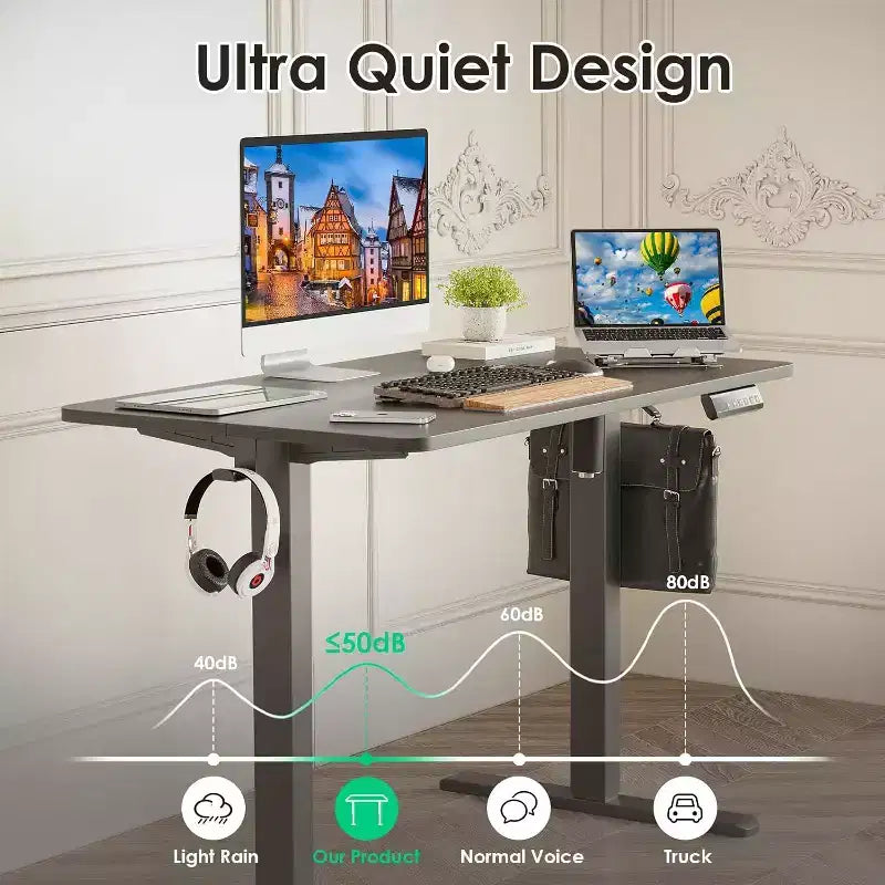 PexFix 40 x 24 Electric Standing Desk Walnut Desktop Height Adjustable Computer Desk Stand up Home Office Desk with Splice Board