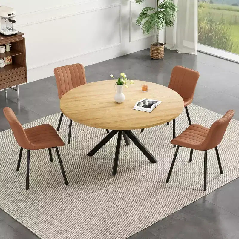 PexFix 47 Round Dining Table Mid Century Modern Coffee Table for 4-6 Person Farmhouse Table for Kitchen Dining Room Nature