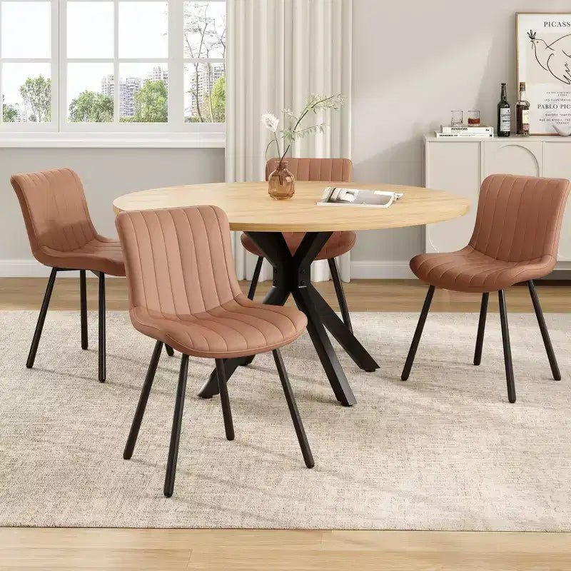 PexFix Table à manger ronde de 47 po Table basse moderne du milieu du siècle pour 4 à 6 personnes Table de ferme pour cuisine Salle à manger Nature