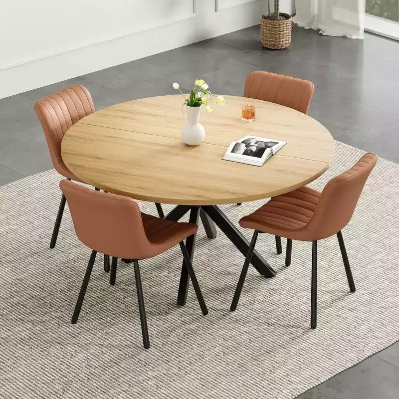 PexFix Table à manger ronde de 47 po Table basse moderne du milieu du siècle pour 4 à 6 personnes Table de ferme pour cuisine Salle à manger Nature