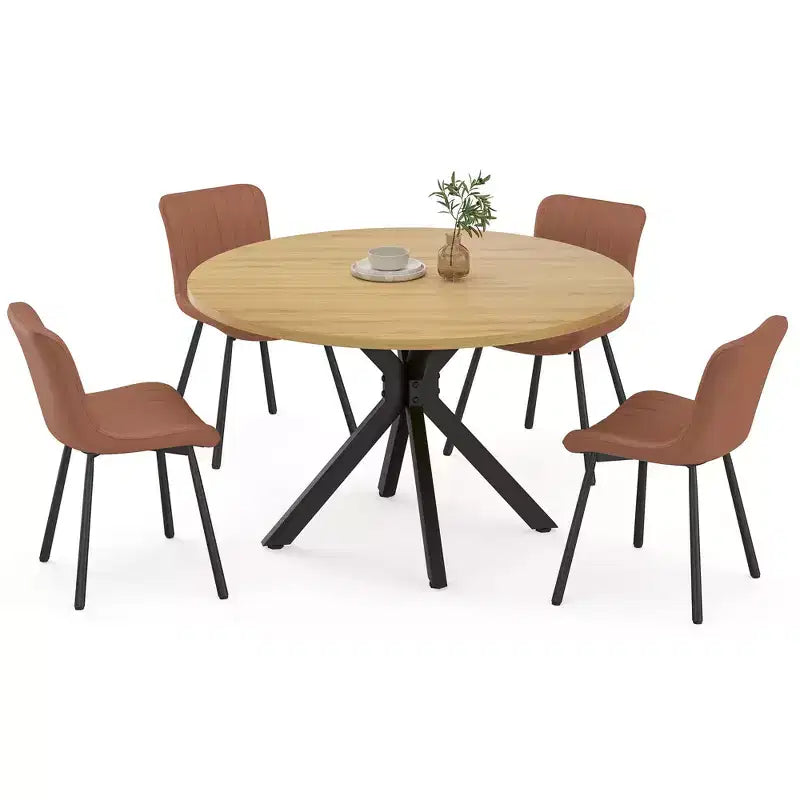 PexFix Table à manger ronde de 47 po Table basse moderne du milieu du siècle pour 4 à 6 personnes Table de ferme pour cuisine Salle à manger Nature