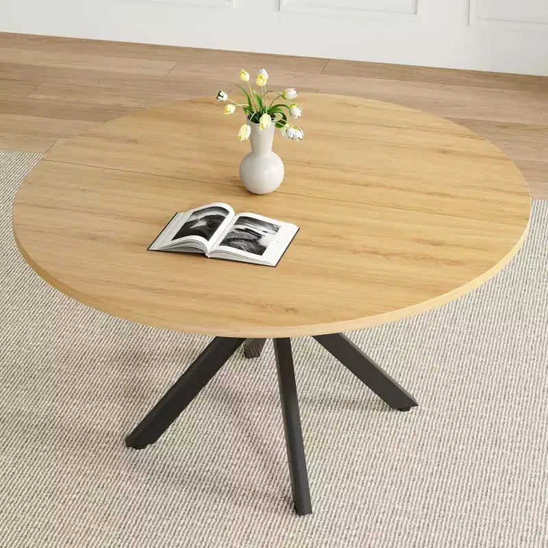 PexFix Table à manger ronde de 47 po Table basse moderne du milieu du siècle pour 4 à 6 personnes Table de ferme pour cuisine Salle à manger Nature