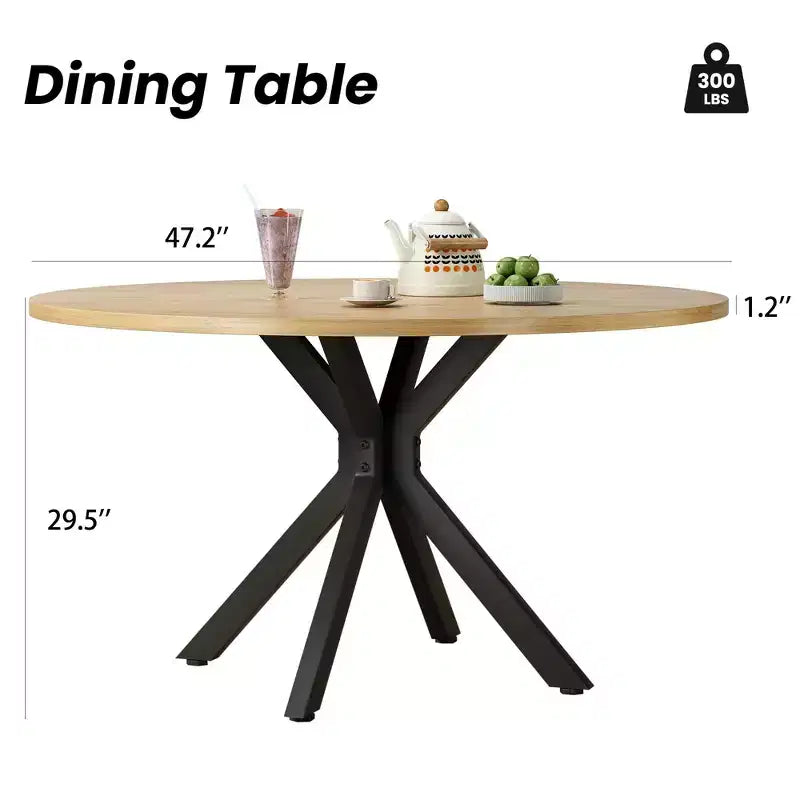 PexFix Table à manger ronde de 47 po Table basse moderne du milieu du siècle pour 4 à 6 personnes Table de ferme pour cuisine Salle à manger Nature