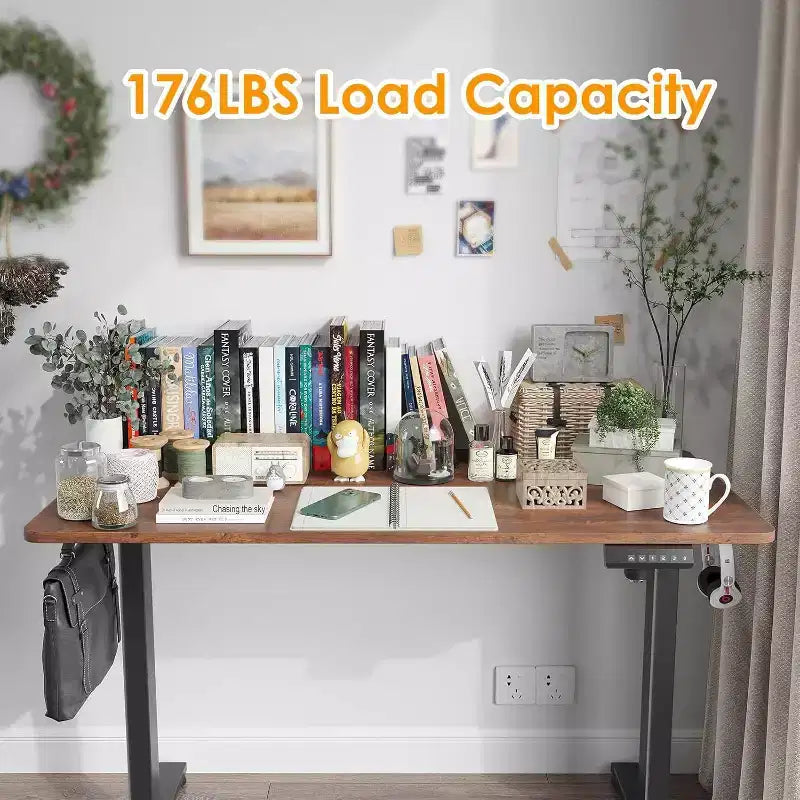 PexFix 40 x 24 Electric Standing Desk Brown Desktop Height Adjustable Computer Desk Stand up Home Office Desk with Splice Board
