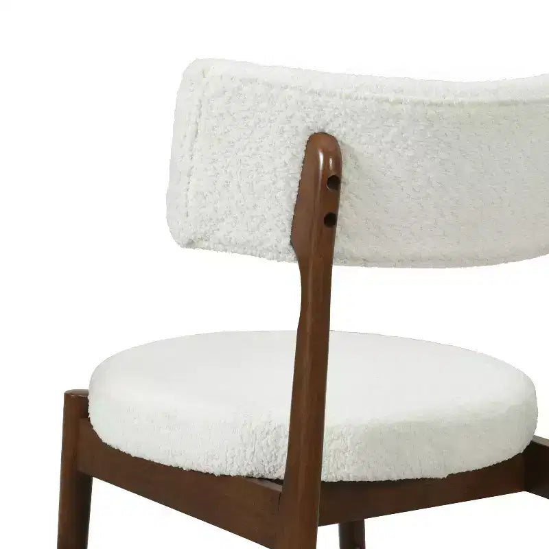 Okak Mid-Century Dining Chairs Set of 2, Comfy Boucle Dining Room Chairs with Rubberwood Legs & Curved Back, Upholstered Kitchen Side Chairs