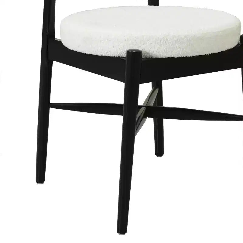 Okak Mid-Century Dining Chairs Set of 2, Comfy Boucle Dining Room Chairs with Rubberwood Legs & Curved Back, Upholstered Kitchen Side Chairs
